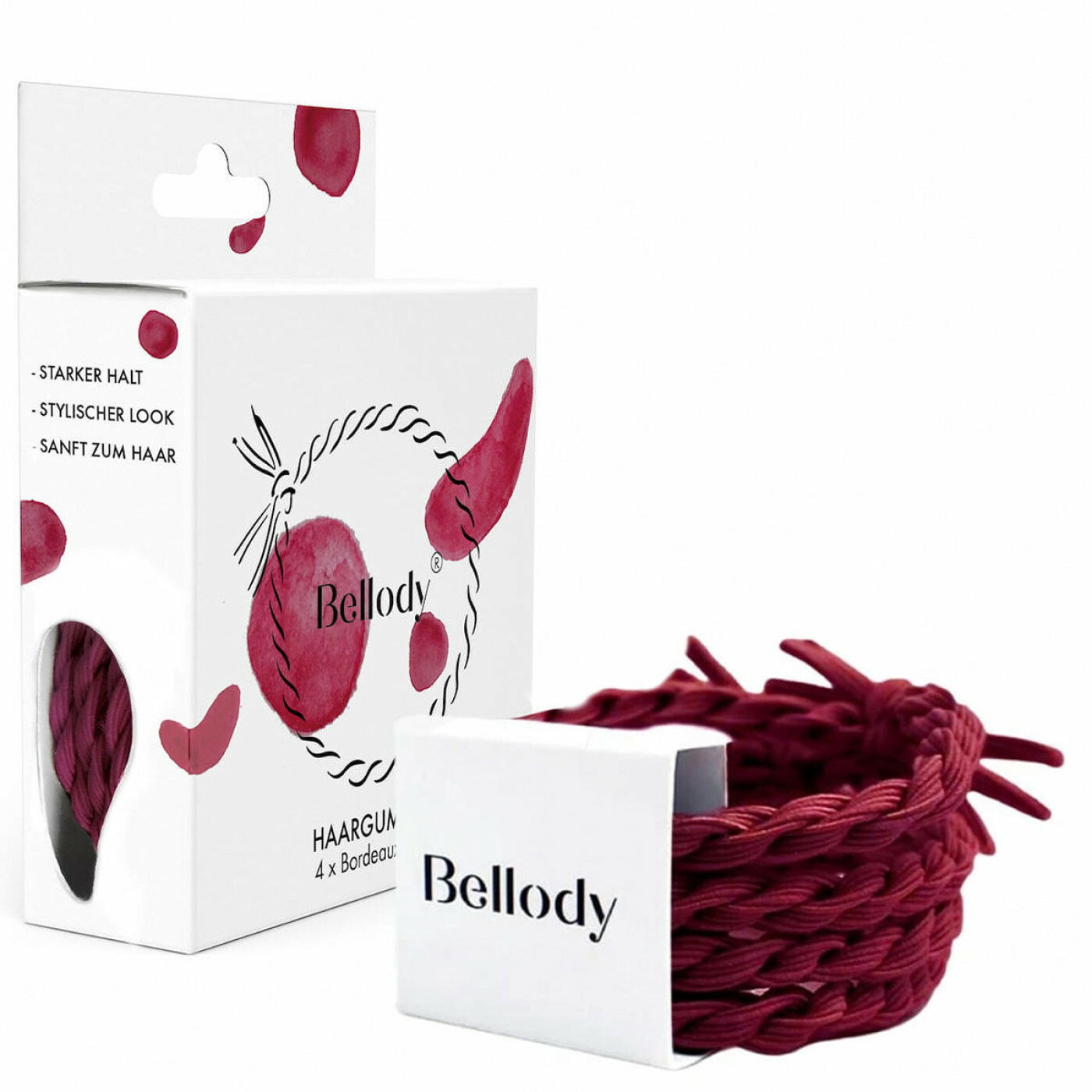 Bellody Original Haargummis bordeaux red 4 Stück